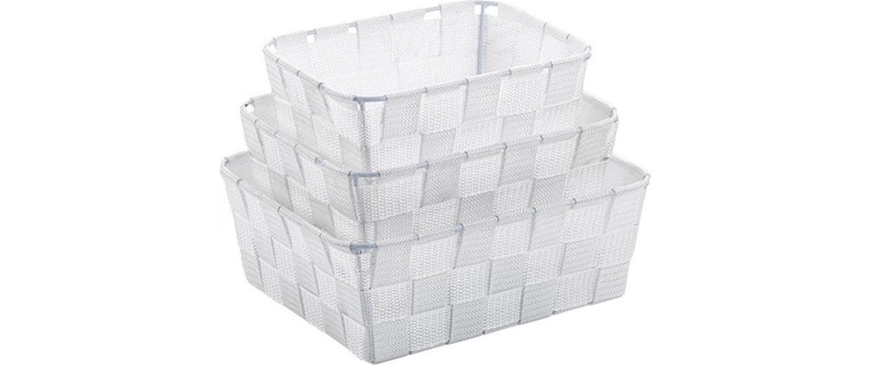 Kela Aufbewahrungsbox Alvaro – Polypropylen (PP), 22×9 cm, 20×9 cm, 24×9 cm, Weiss, 3er-Set