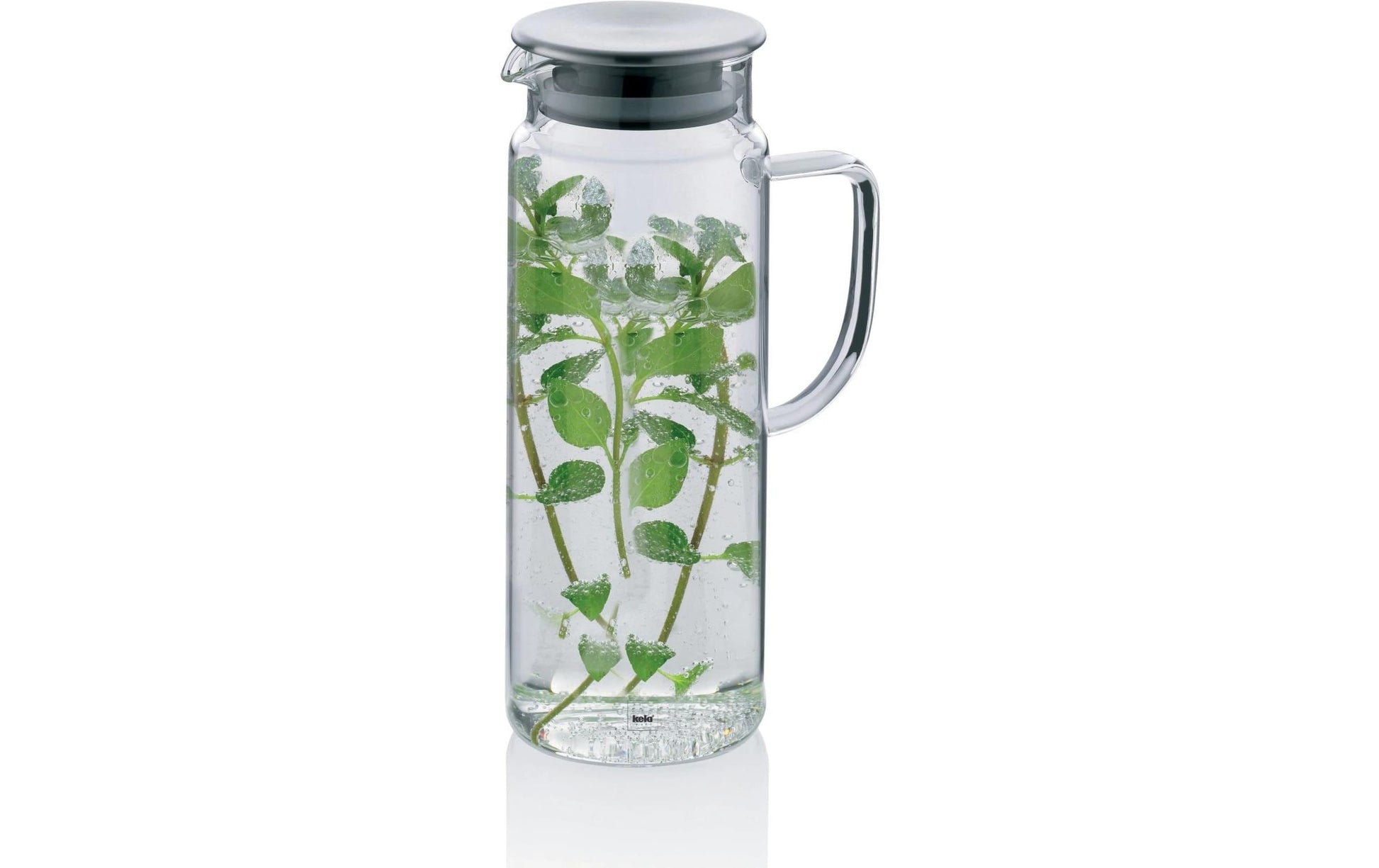 Kela Karaffe – 1 l, Ø 8,5 cm, H 23,0 cm, Borosilikatglas, Transparent, mit Deckel