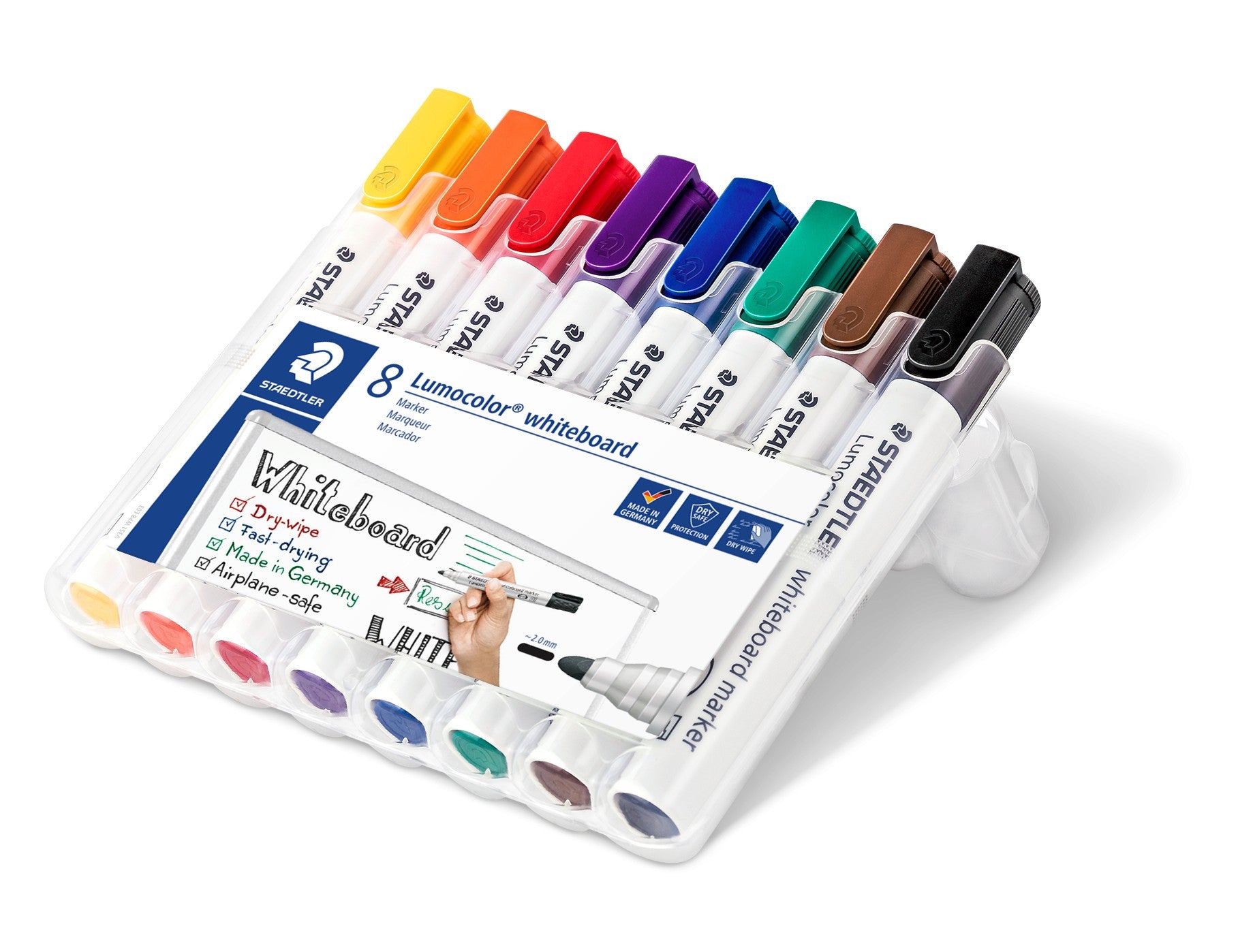 Staedtler Whiteboard-Marker – 8 Farben, 8 Stück, trocken abwischbar, nachfüllbar – für Whiteboards