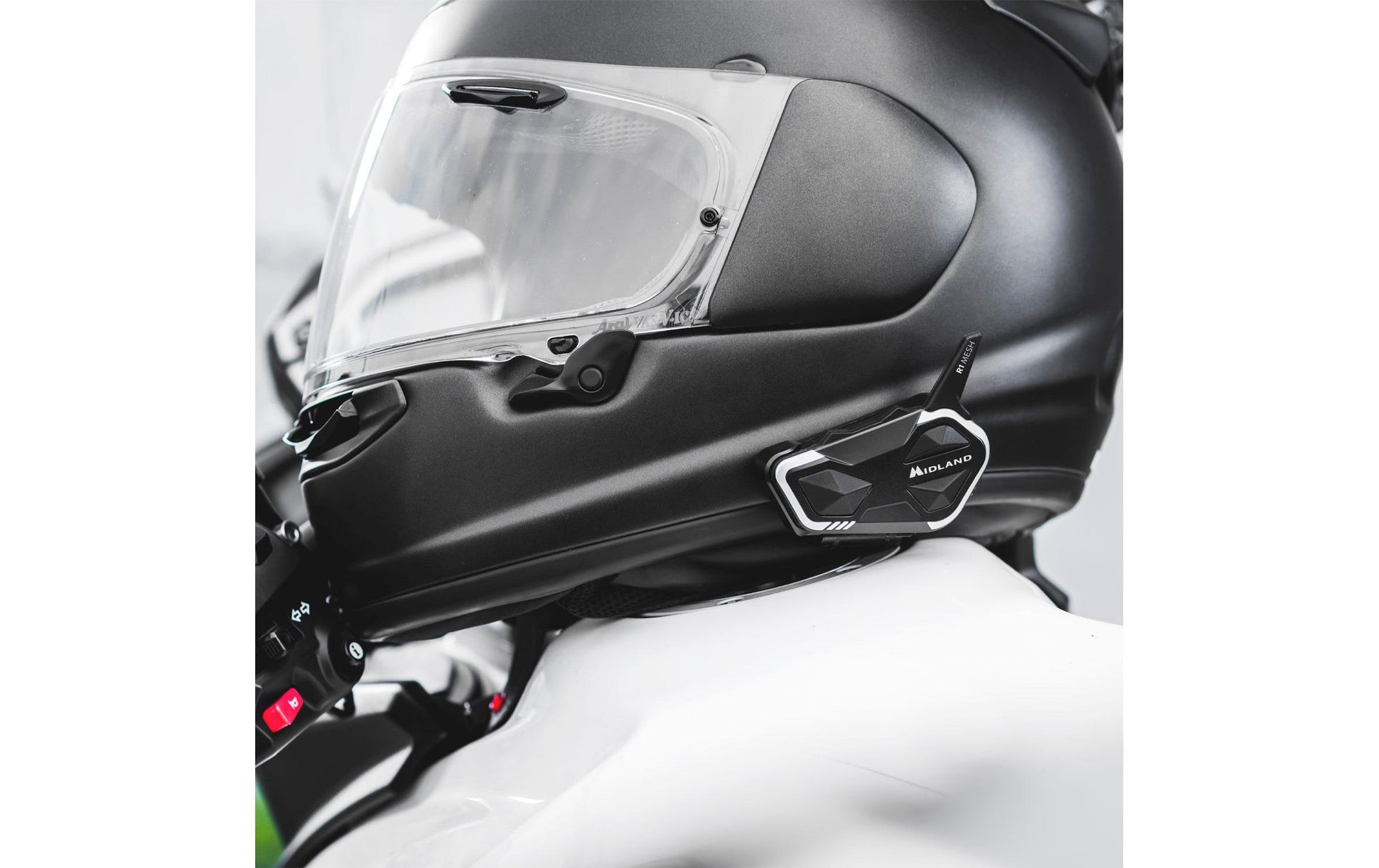 Midland R1 Mesh Lautsprechertelefon – Bluetooth – für Motorrad – Schwarz/Weiss