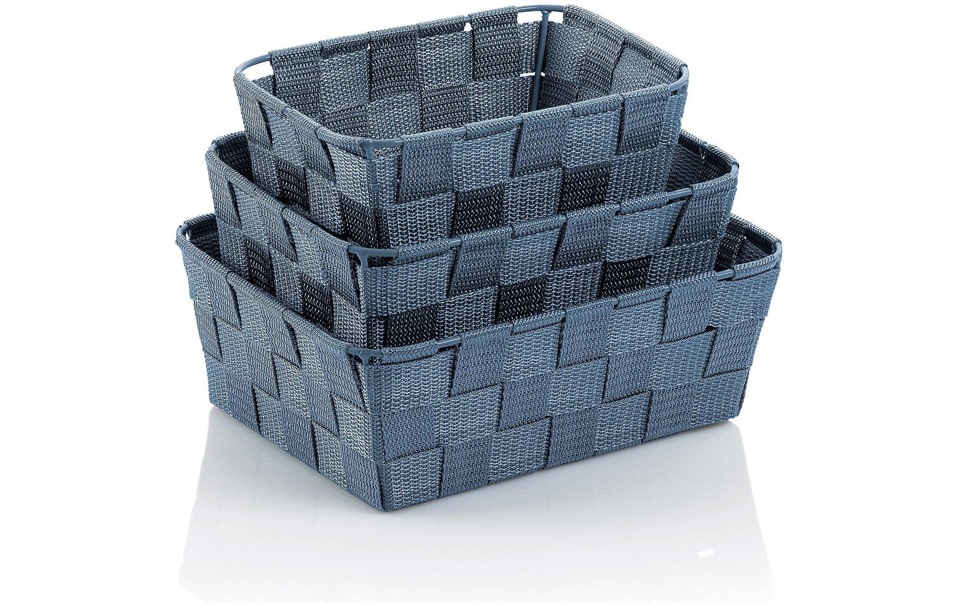 Kela Aufbewahrungsbox (Bad) Alvaro – Polypropylen (PP), 22×9 cm, 20×9 cm, 24×9 cm, Blau, 3er-Set