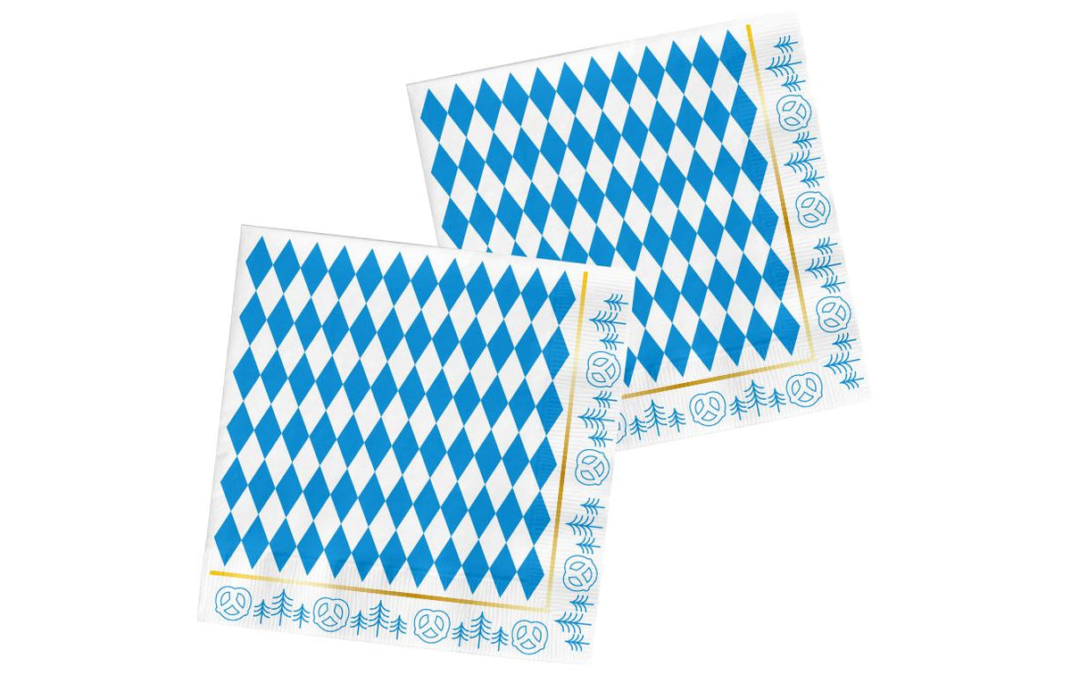 Folat Oktoberfest Servietten Blau/Weiss – 33 × 33 cm, 3-lagig – 20 Stück
