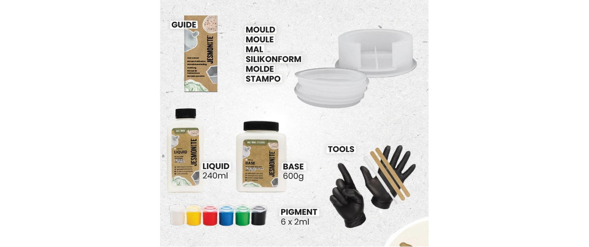 Jesmonite Giessharz-Set – Untersetzer – Ø 10,2 cm – 1 Stück – lufttrocknend