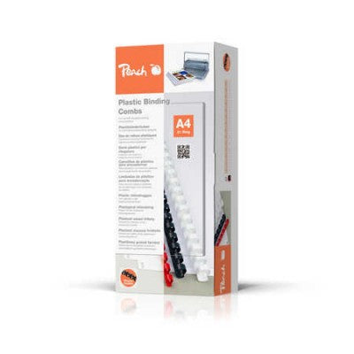 Peach CombBind Plastikbinderücken – A4 – Ø 12 mm – 21 Ringe – bis 95 Blatt, weiss – 100 Stk.