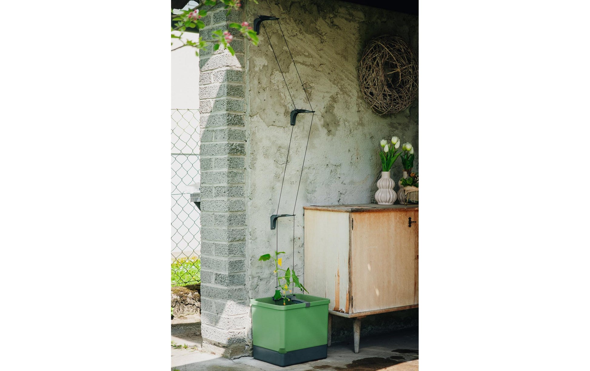 Gusta Garden Rechteckiges Pflanzgefäss 33,5×28,7×25,6 cm, grün, Polypropylen, wetterfest, für innen und aussen