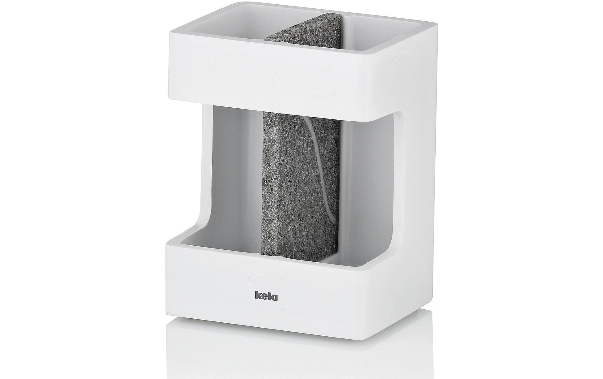 Kela Zahnbürstenhalter – 6,5×8,5×11,5 cm, Polyresin/Eiche, Weiss
