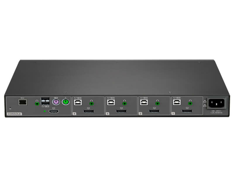 Vertiv SC940DVI-400 – 4-Port DVI-D Secure KVM-Switch, Dual-View – 4K/30 Hz, USB 2.0-Hub, Audio, NIAP/PP 4.0