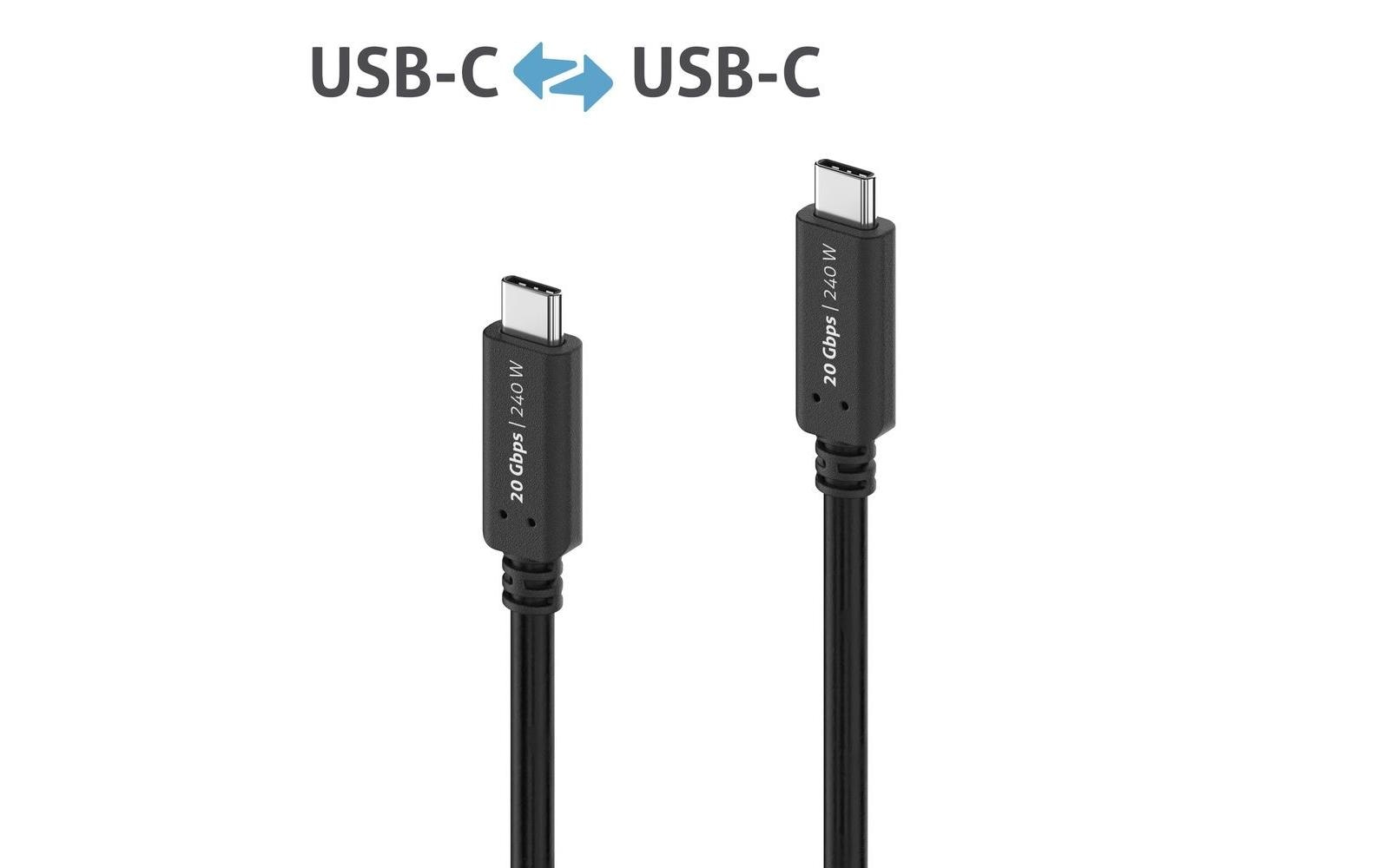PureLink USB-C auf USB-C Kabel – USB4 20 Gbit/s – 1,5 m – PD 240 W – PVC-Mantel, Goldkontakte – Schwarz