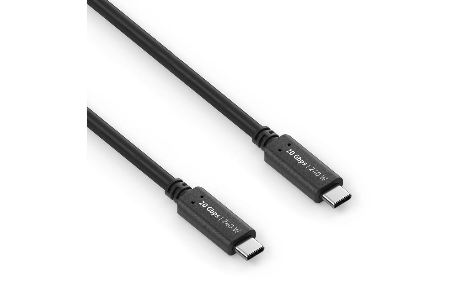 PureLink USB-C auf USB-C Kabel – USB4 20 Gbit/s – 0,5 m – PD 240 W – DP Alt Mode – Goldstecker – Schwarz