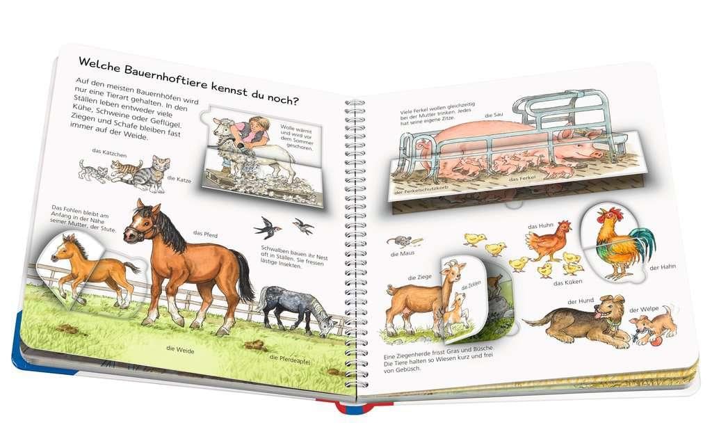 Ravensburger Buch – Mein Junior-Lexikon: Bauernhof, Spiralbindung, 24 Seiten, Deutsch, 2–4 Jahre