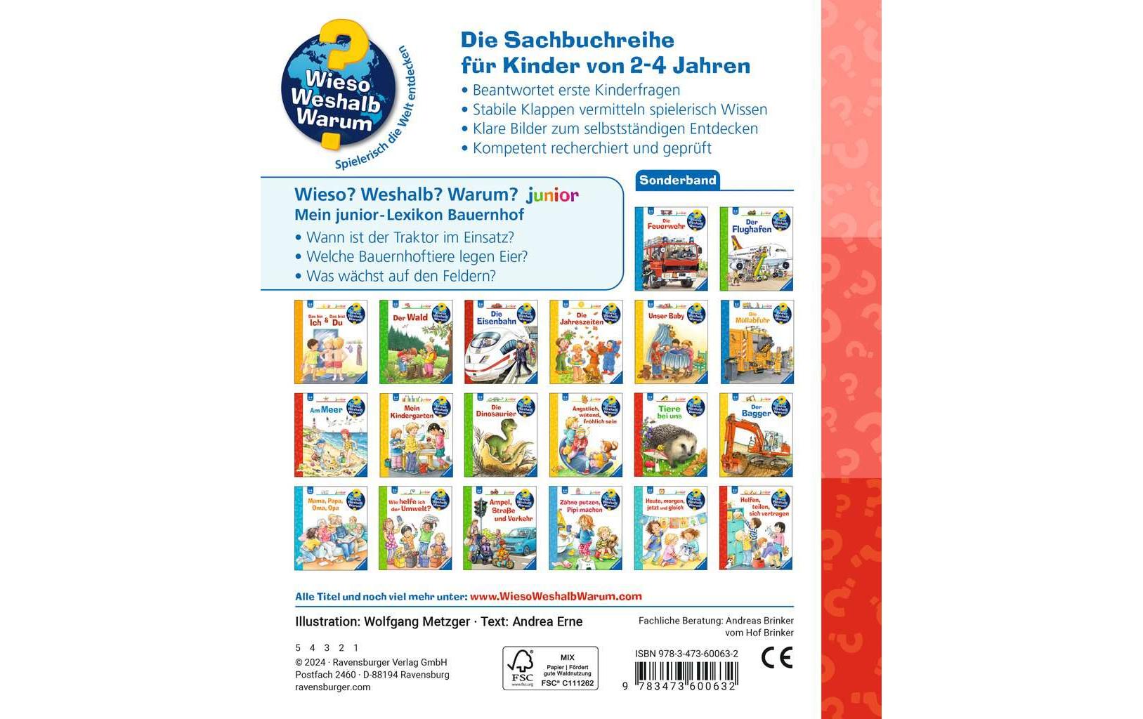 Ravensburger Buch – Mein Junior-Lexikon: Bauernhof, Spiralbindung, 24 Seiten, Deutsch, 2–4 Jahre