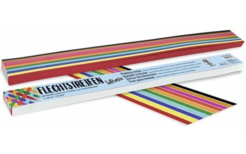 URSUS Flechtstreifen – 1 × 50 cm, sortiert, 130 g/m² – 200 Stück, Papier
