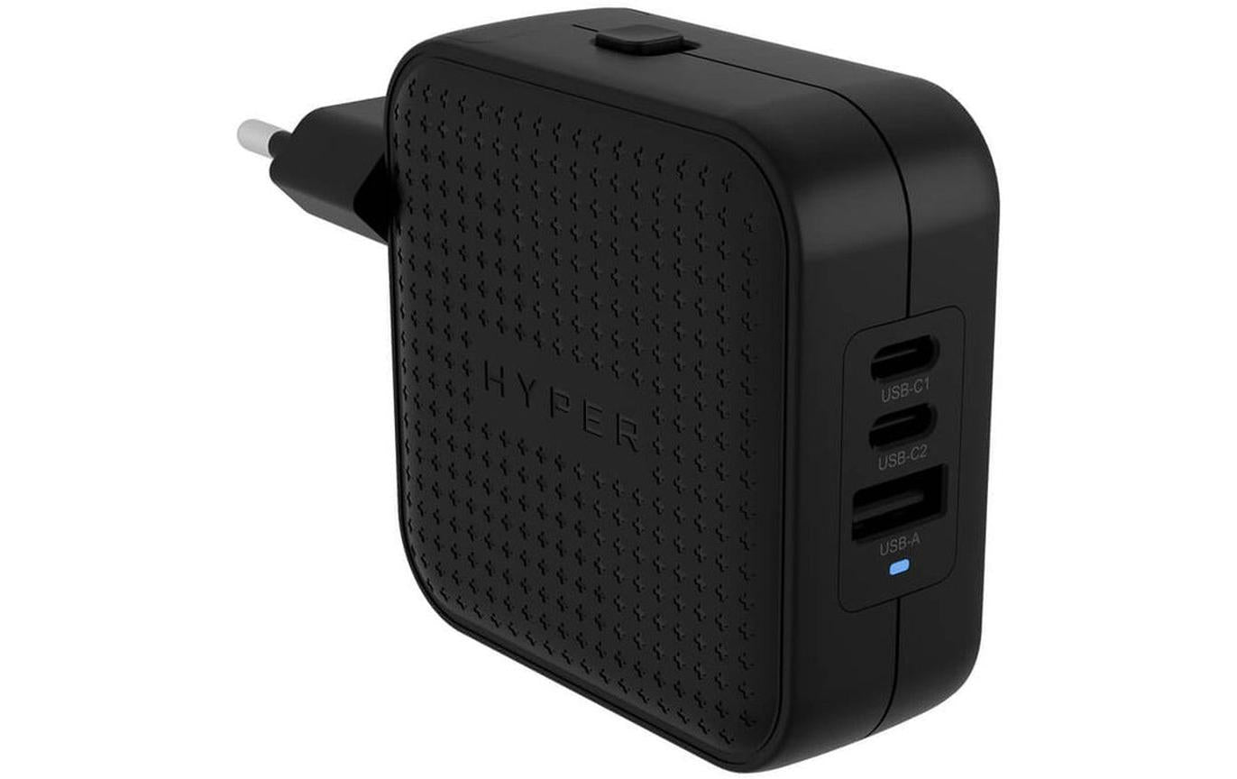 HYPER HJ1003BKWWGL USB-Ladegerät 70 W – USB-C×2, USB-A×1 – PD 3.0, GaN – für Laptop, Smartphone, Tablets
