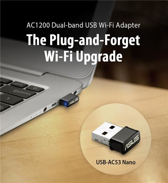 ASUS USB-AC53 Nano USB-WLAN-Adapter – Wi-Fi 5 (802.11ac), Dual-Band, bis 867 Mbit/s