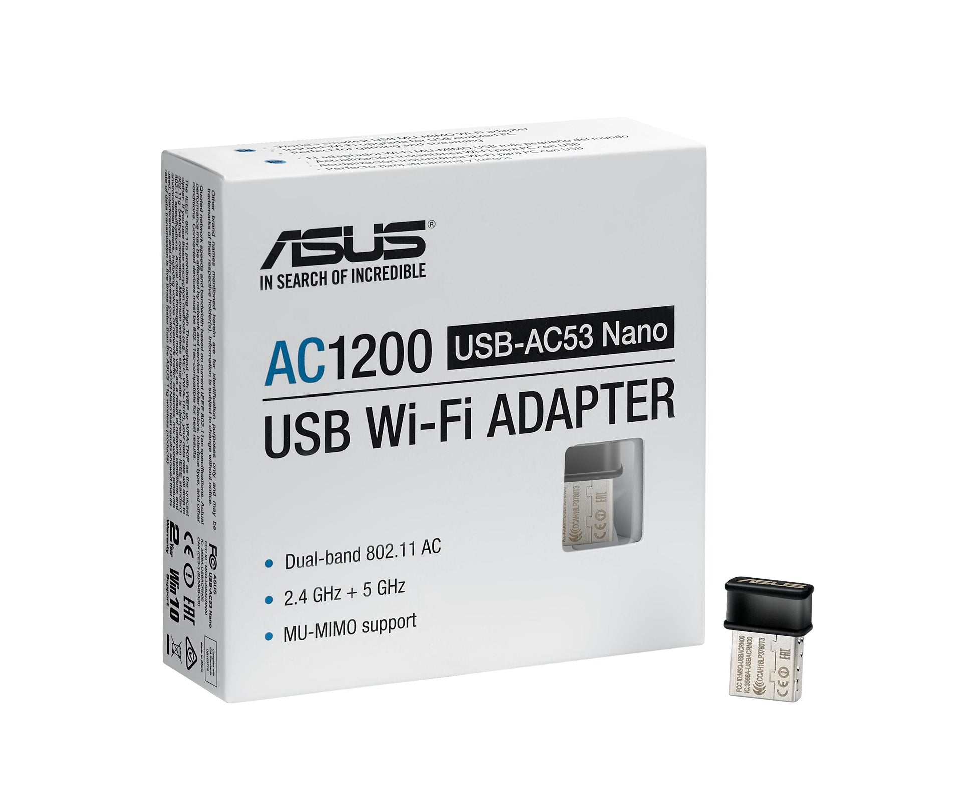 ASUS USB-AC53 Nano USB-WLAN-Adapter – Wi-Fi 5 (802.11ac), Dual-Band, bis 867 Mbit/s