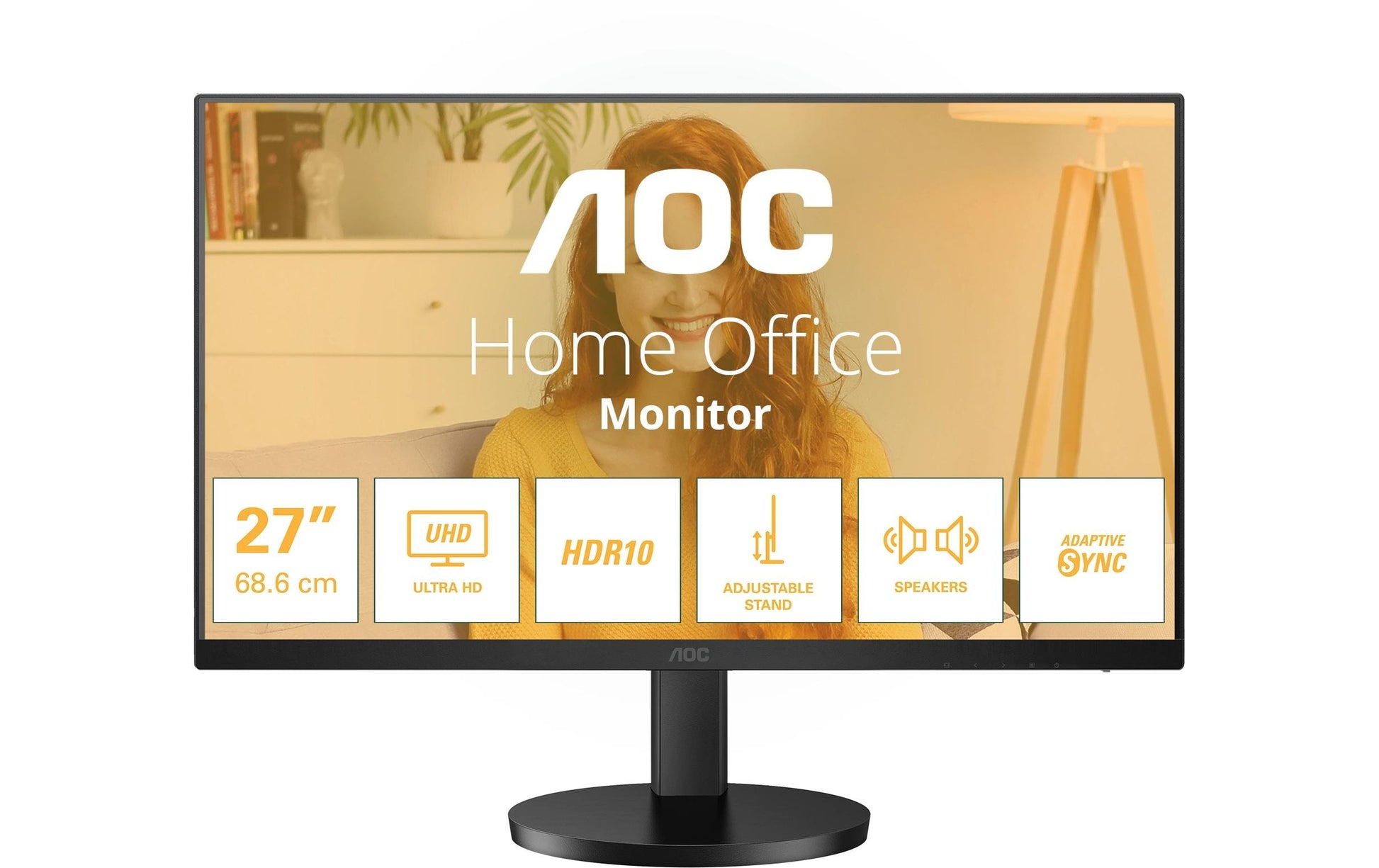 AOC U27B3AF – Monitor, 27" 3840 × 2160 (UHD 4K), IPS, 60 Hz, 350 cd/m², VESA 100 × 100, Schwarz