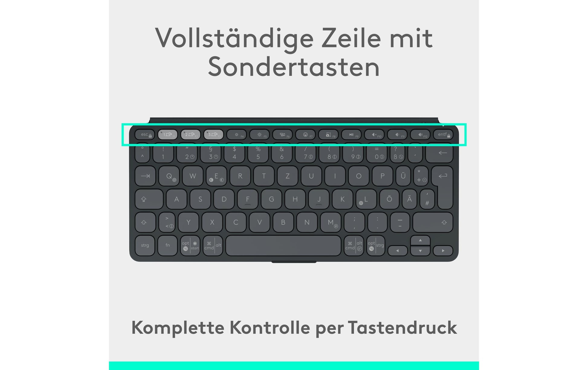 Logitech KEYS-TO-GO 2 – Tastatur, kabellos (Bluetooth), CH-Layout (DE-CH), Graphit