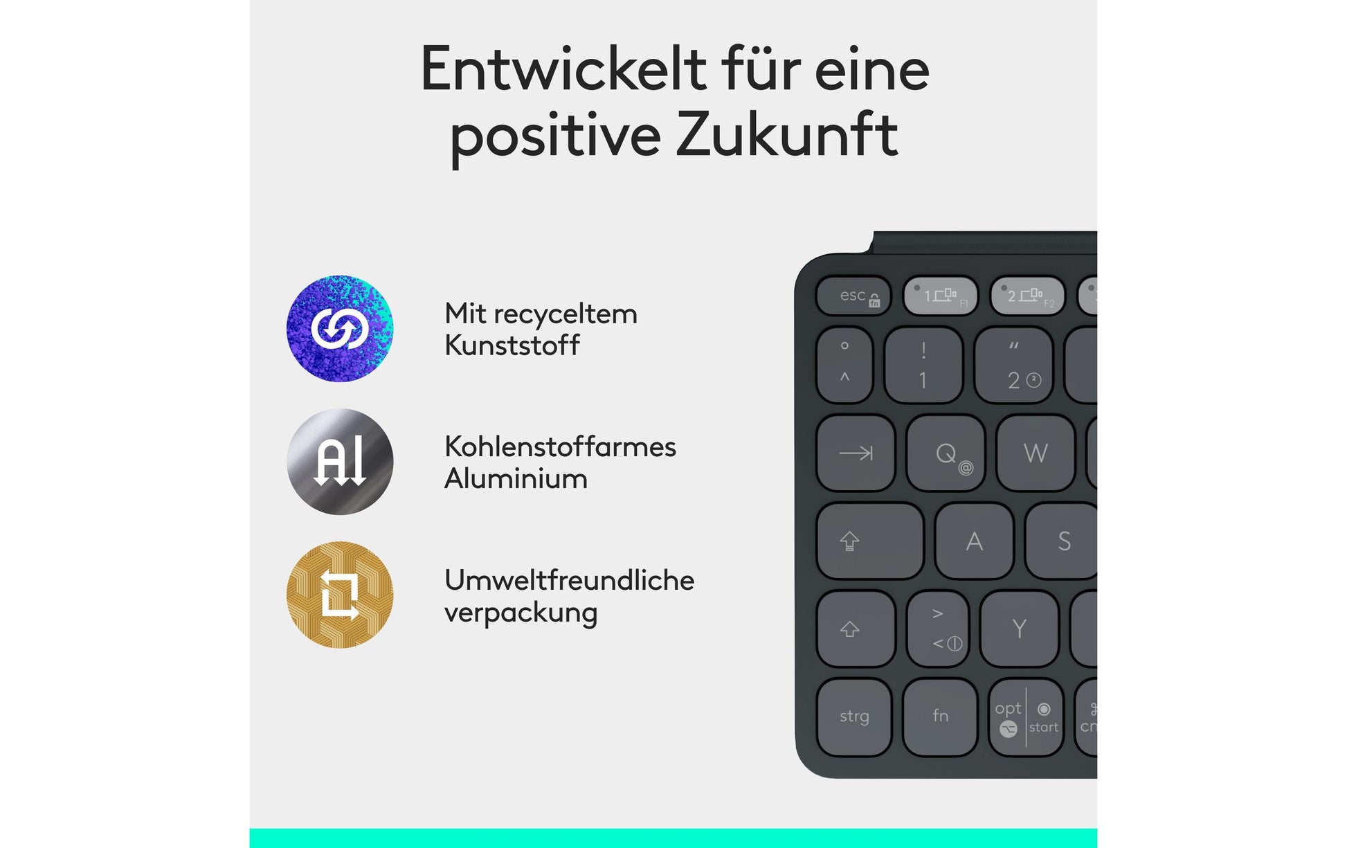 Logitech KEYS-TO-GO 2 – Tastatur, kabellos (Bluetooth), CH-Layout (DE-CH), Graphit