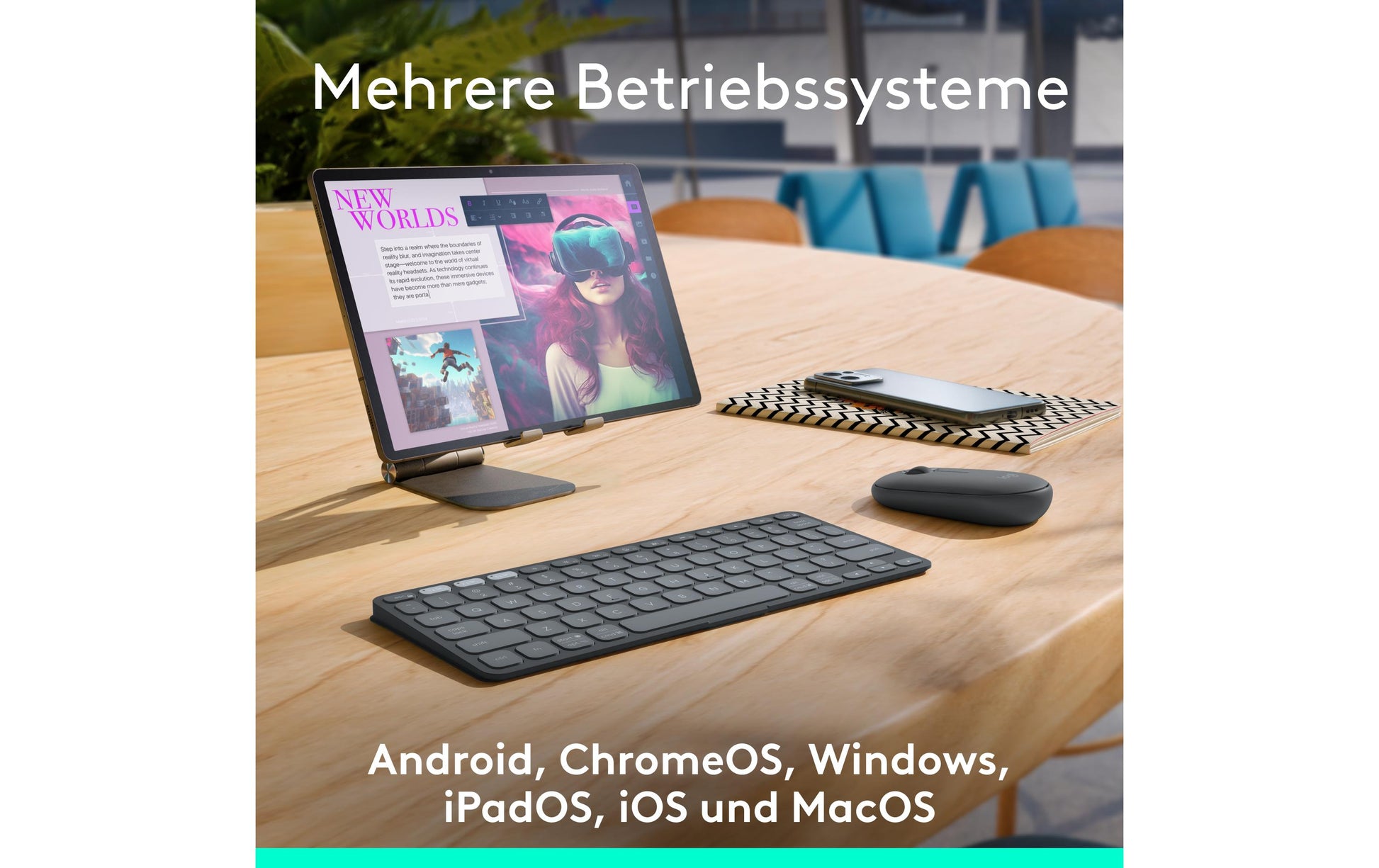 Logitech KEYS-TO-GO 2 – Tastatur, kabellos (Bluetooth), CH-Layout (DE-CH), Graphit