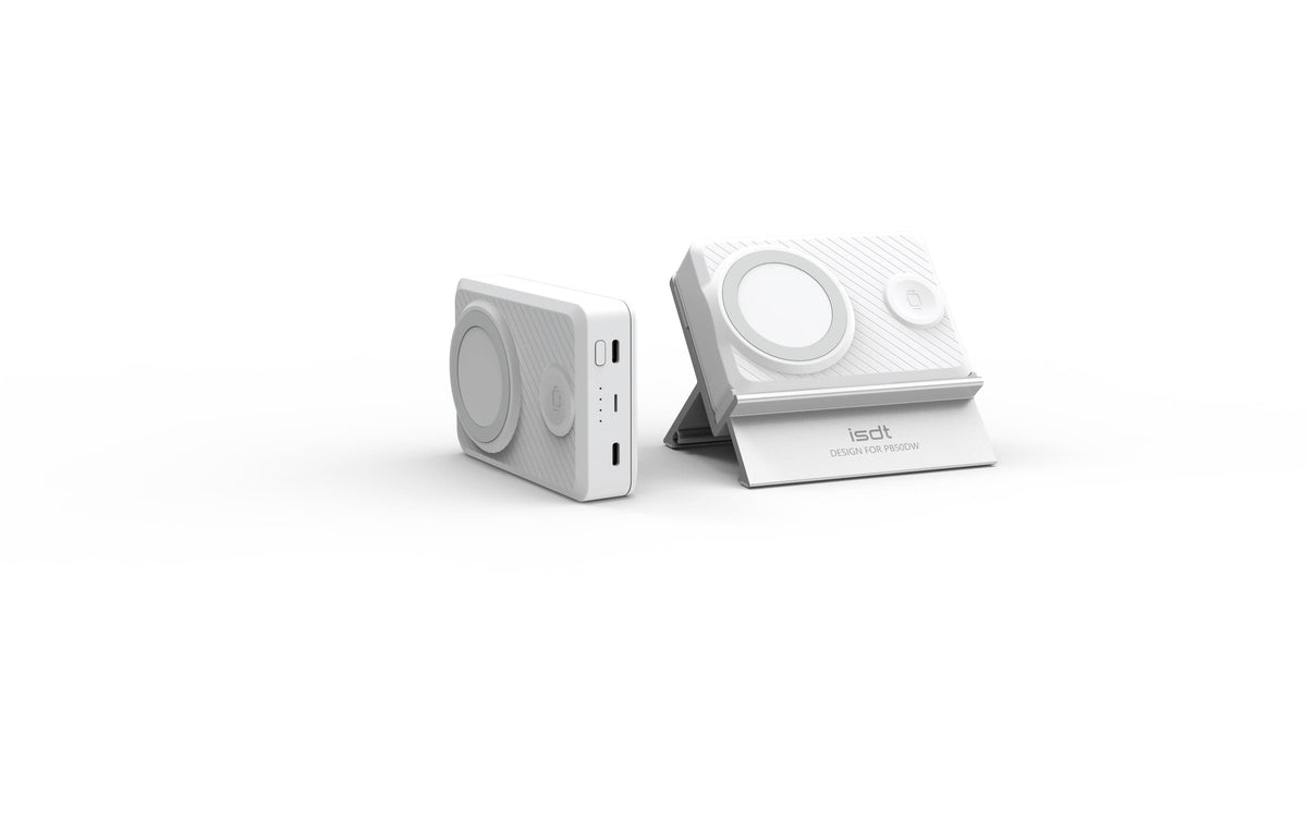 iSDT PB50DW Wireless Powerbank 4,900 mAh – 36 W PD, 2× USB-C, weiss