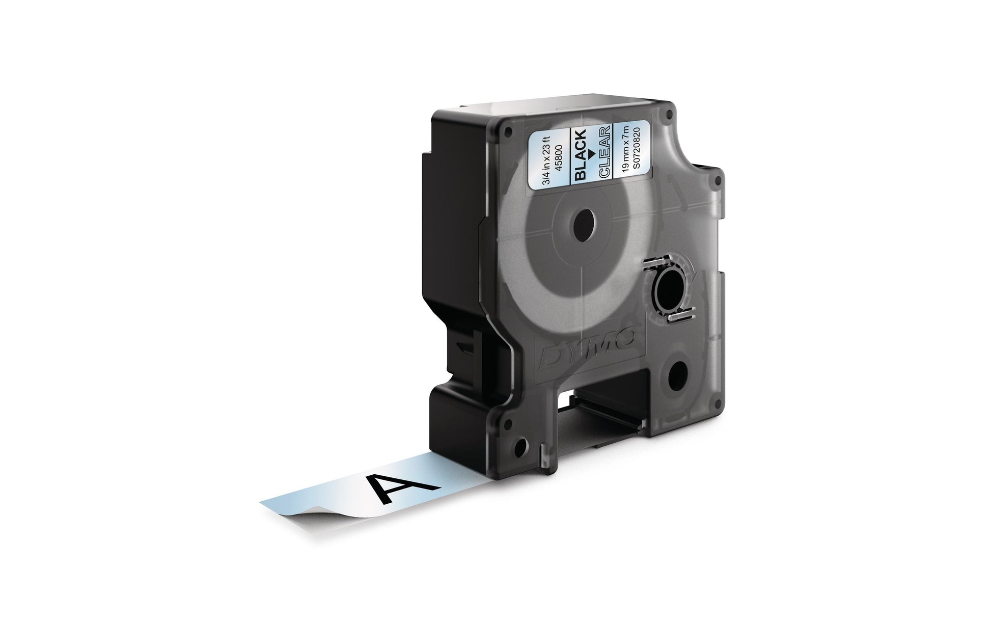 DYMO Schriftband – 19 mm × 7 m, transparent, schwarz, D1