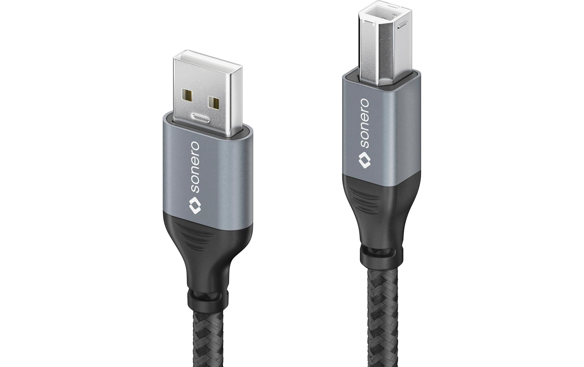 Sonero – USB-Kabel – USB-A auf USB-B – USB 2.0 (480 Mbit/s) – 0,5 m – Geflochtenes Nylon – Schwarz