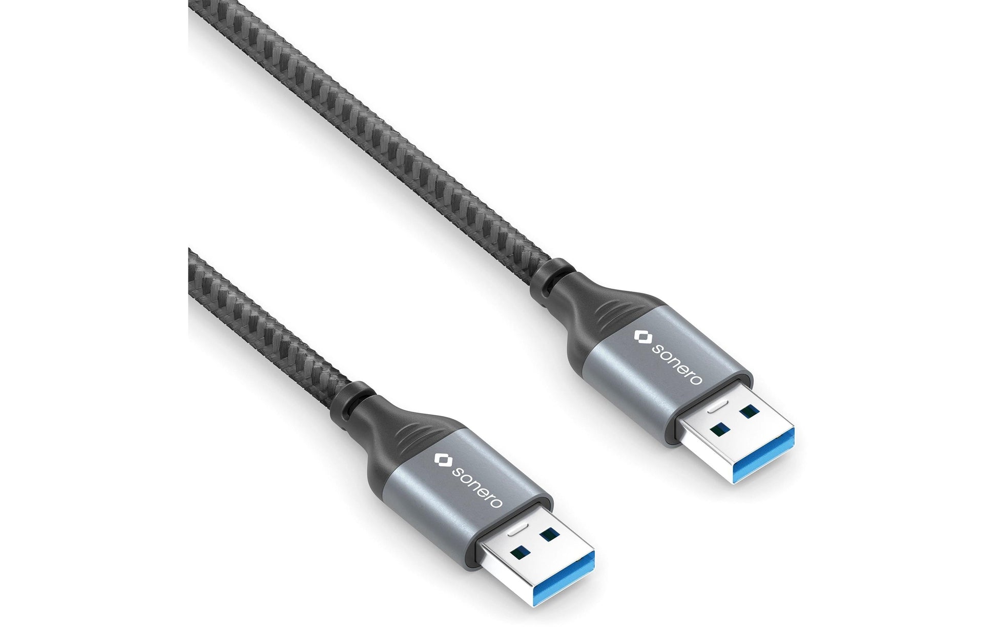 Sonero – USB-A auf USB-A Kabel – USB 3.2 Gen 1 (5 Gbit/s) – 3 m – Geflochten, Nylonmantel – Schwarz/Grau
