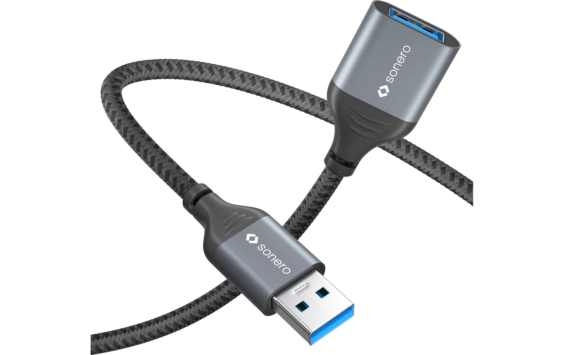 Sonero – USB-A Verlängerungskabel (Stecker auf Buchse) – USB 3.2 Gen 1 (5 Gbit/s) – 0,5 m – Geflochten