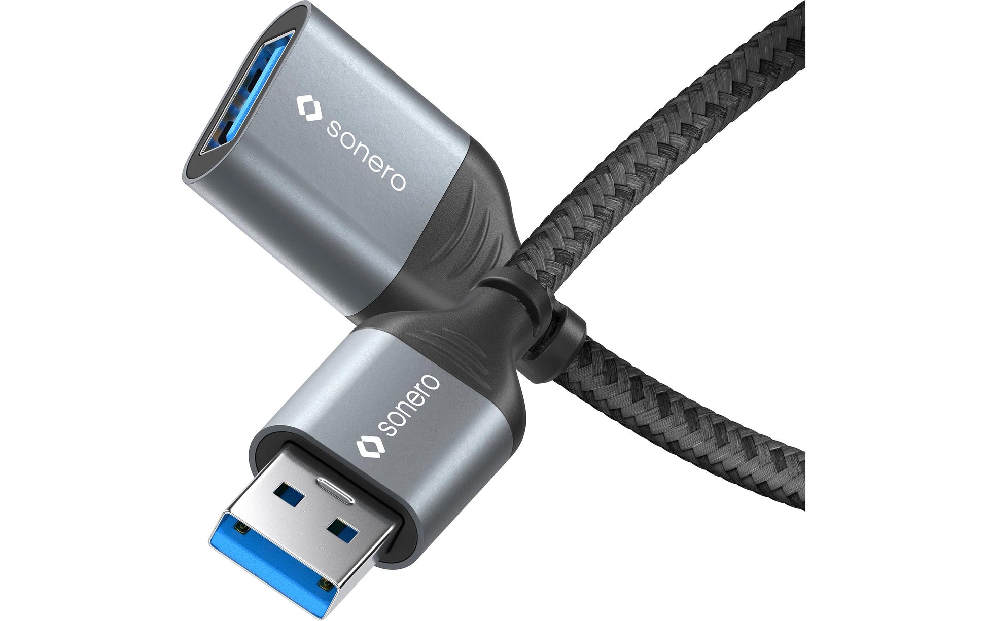 Sonero – USB-A Verlängerungskabel (Stecker auf Buchse) – USB 3.2 Gen 1 (5 Gbit/s) – 0,5 m – Geflochten