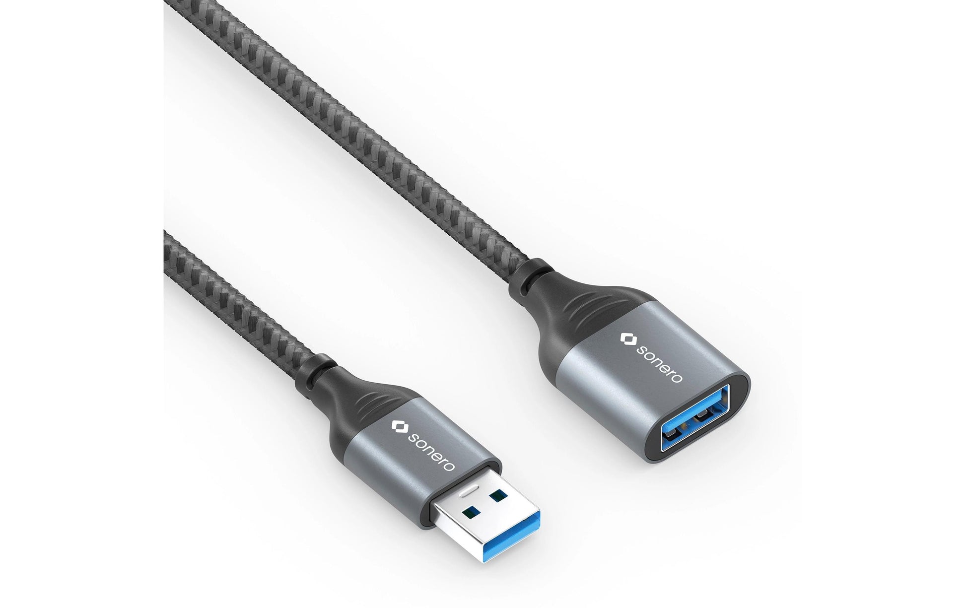 Sonero – USB-A Verlängerungskabel (Stecker auf Buchse) – USB 3.2 Gen 1 (5 Gbit/s) – 3 m – Schwarz/Grau