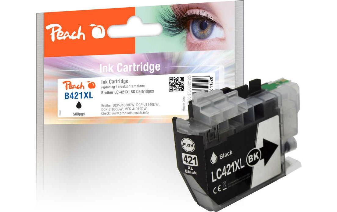 Peach LC-421XL Schwarz Tintenpatrone (Kompatibel) – 500 Seiten – für Brother DCPJ 1050 DW/1140 DW/1800 DW …