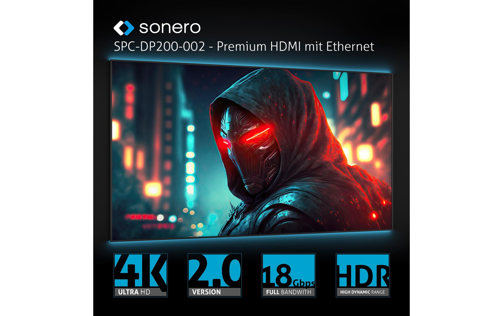 Sonero – DisplayPort (Stecker) auf HDMI (Buchse) Adapter, DP 1.2, HDMI 2.0, 4K@60 Hz, 20 cm, HDR