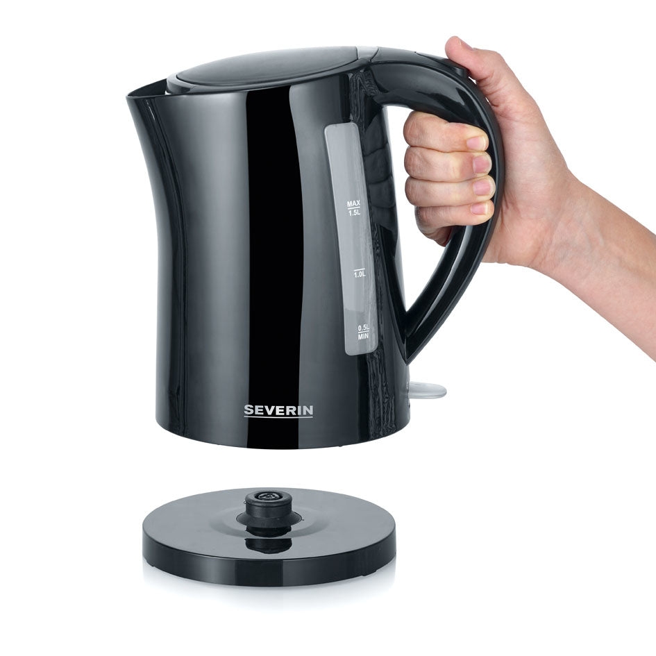 Severin Wasserkocher WK 3498 – 1,5 l, Metall, Kunststoff, 2200 W, Schwarz, 360°-Sockel