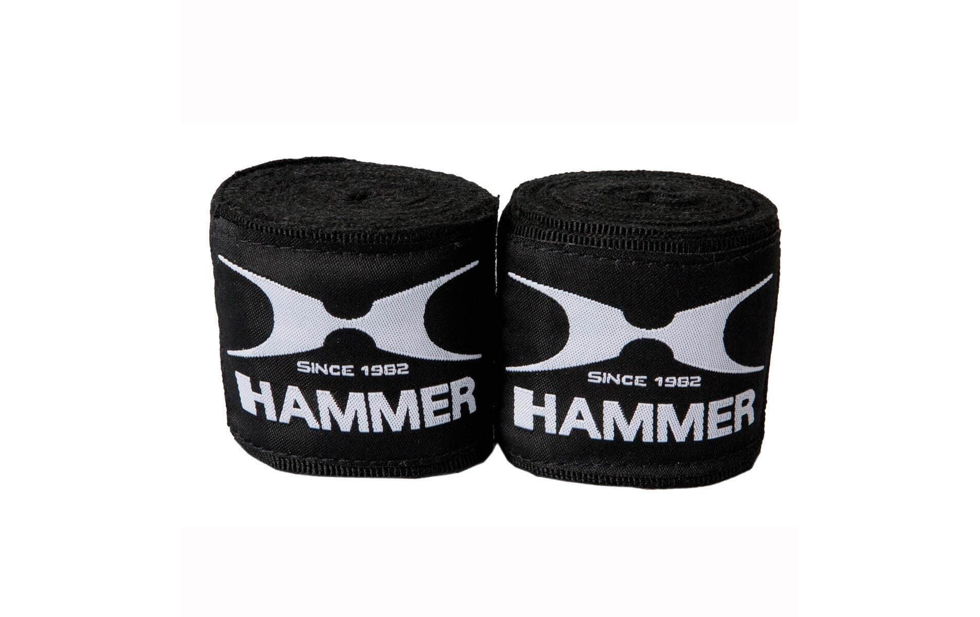 HAMMER Binde Boxbandage – 2,5 m, für Hand-, Daumen- und Fingergelenke, schwarz, weiss, Textil