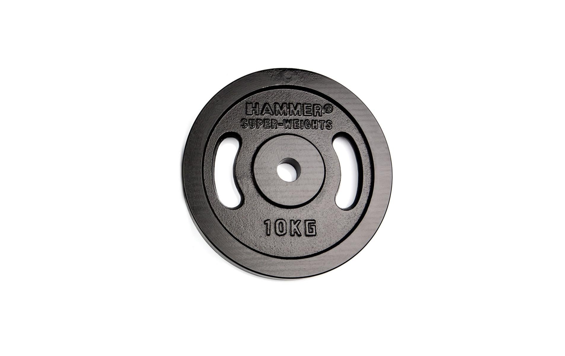HAMMER 17005 Hantelscheibe 10 kg – Gusseisen – schwarz – Ø 30 mm