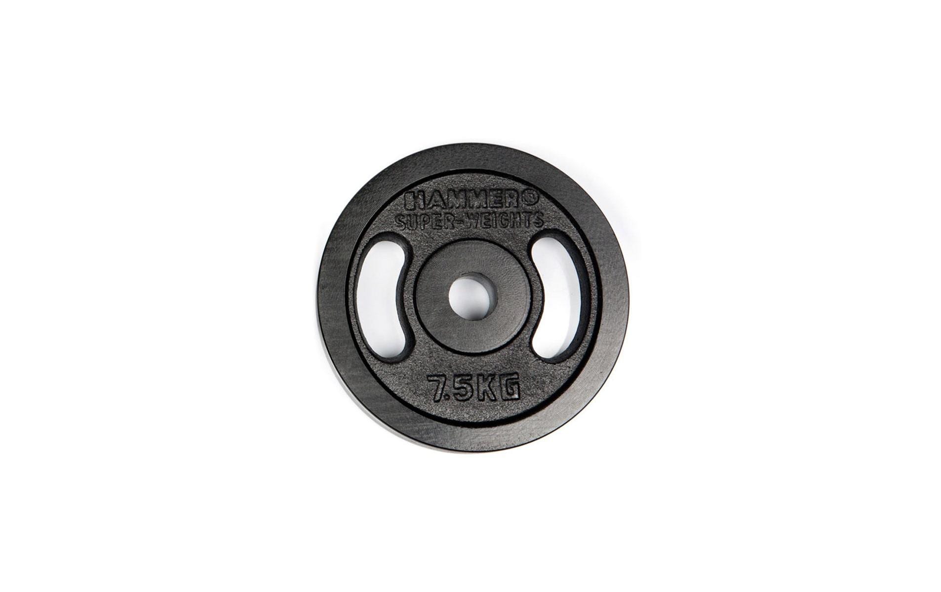 HAMMER Hantelscheibe, 7,5 kg – Schwarz, Gusseisen