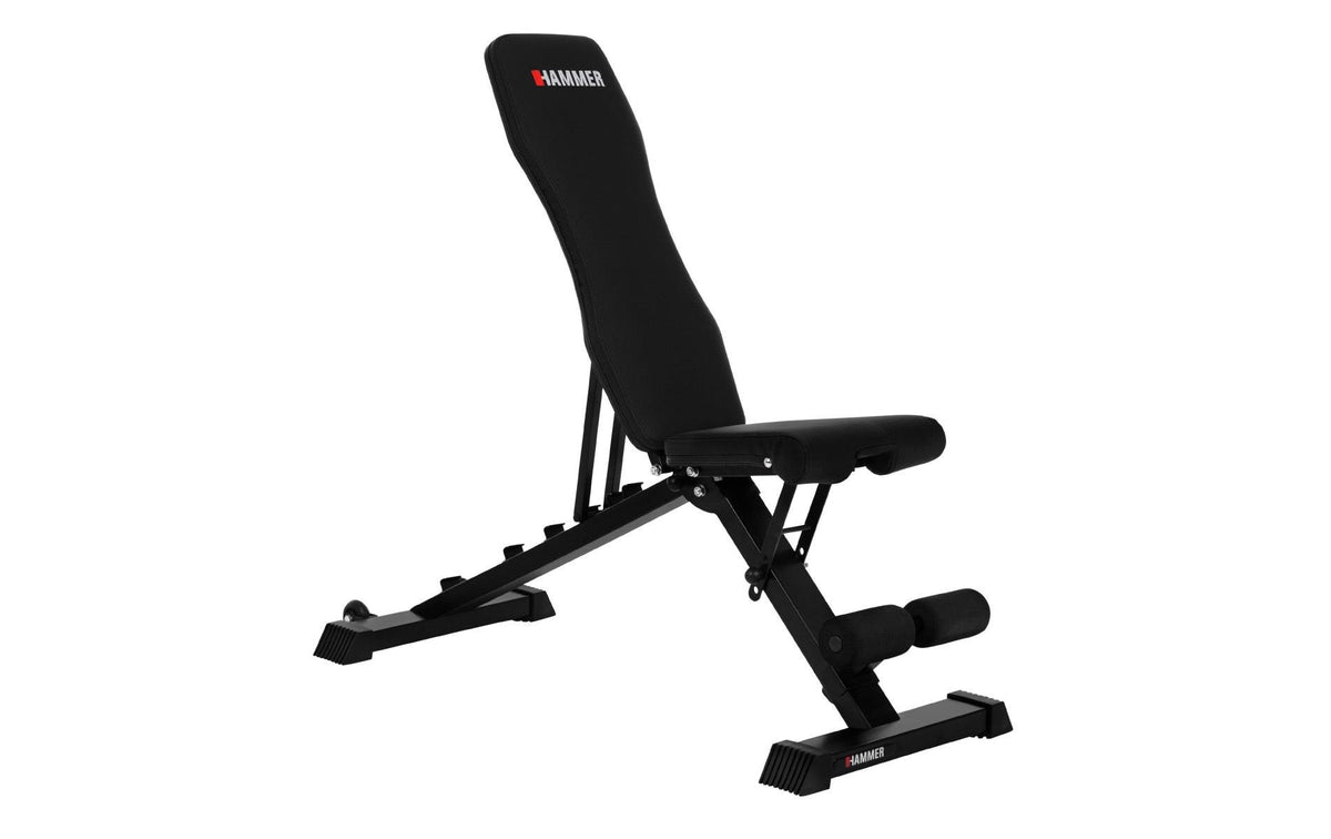 HAMMER Verstellbare Krafttrainingsbank Force 2.0, 200 kg, 123 × 52 × 120 cm – Schwarz, Eisen