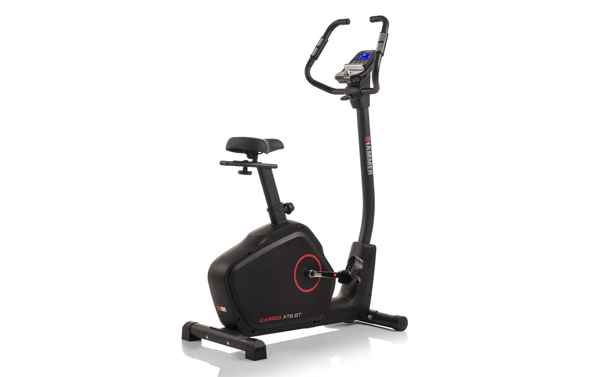 HAMMER Aufrechtes Fahrrad Cardio XT6 BT, Belastbarkeit 130 kg, Schwungmasse 8 kg – Schwarz