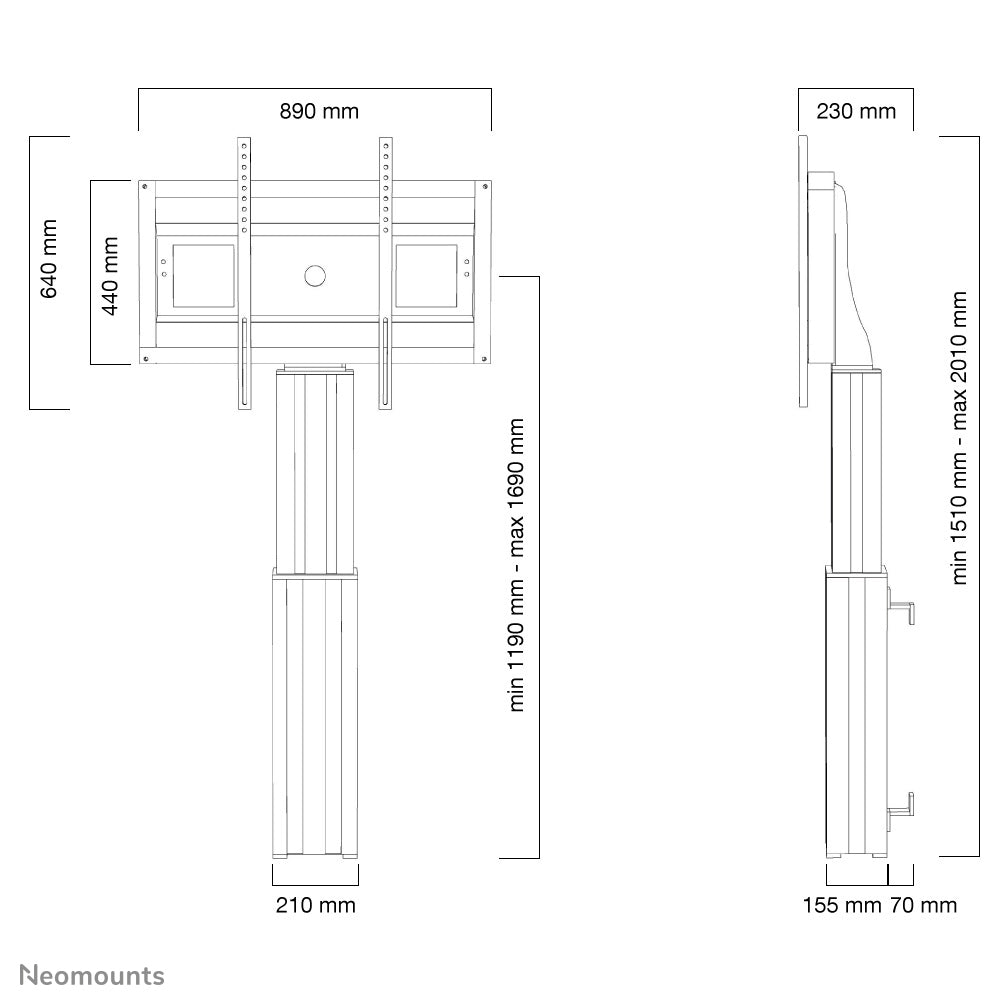 Neomounts PLASMA W2500SILVER – Motorisierter Displayständer für 42–100", VESA 300×200–800×600, bis 150 kg