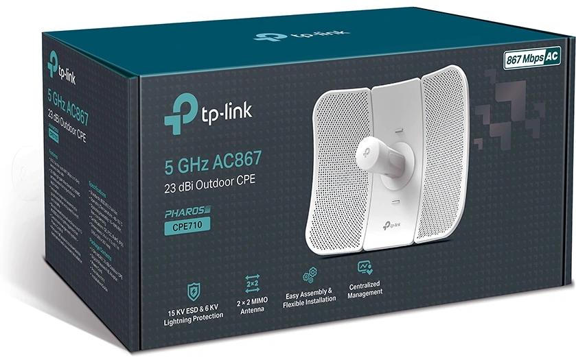 TP-Link CPE710 Access Point – Wi‑Fi 5 (802.11ac), 5 GHz, 867 Mbit/s, 1× 1G RJ‑45, PoE, Weiss
