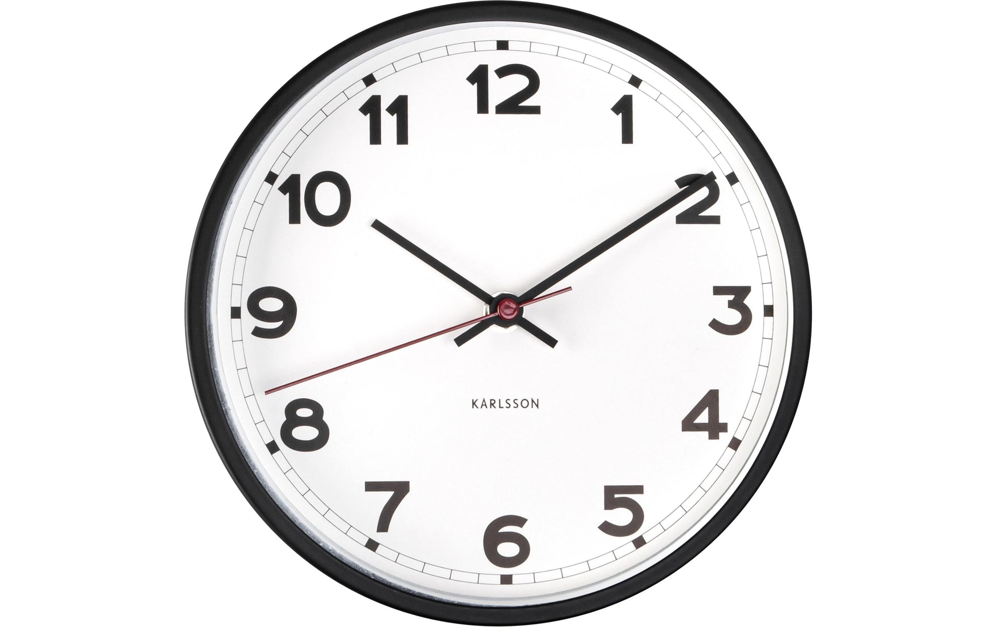 Karlsson Wanduhr New Classic Small – Ø 20 cm, schwarz, Metall, lautlos