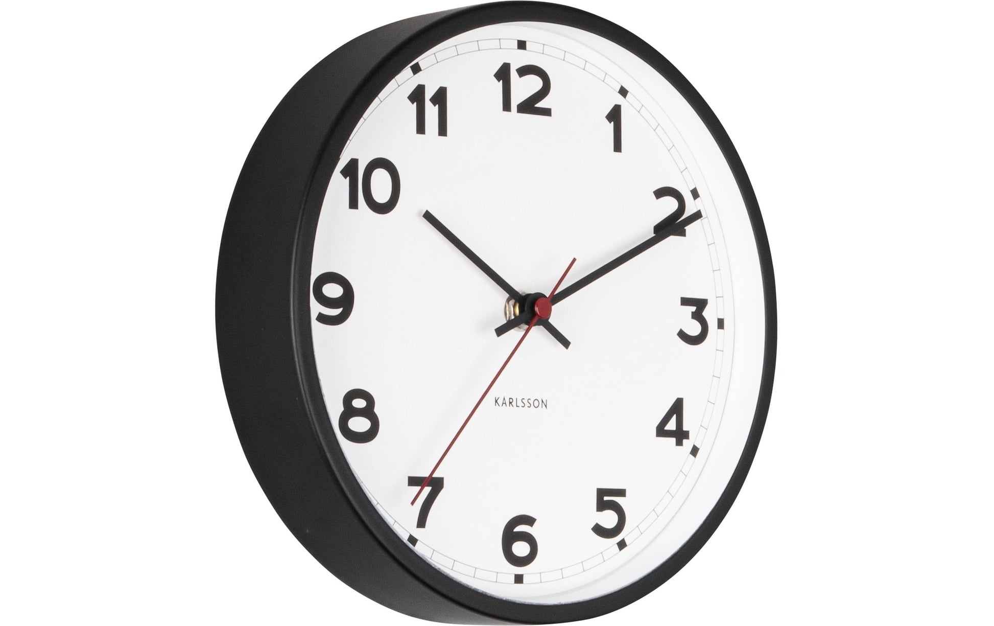 Karlsson Wanduhr New Classic Small – Ø 20 cm, schwarz, Metall, lautlos
