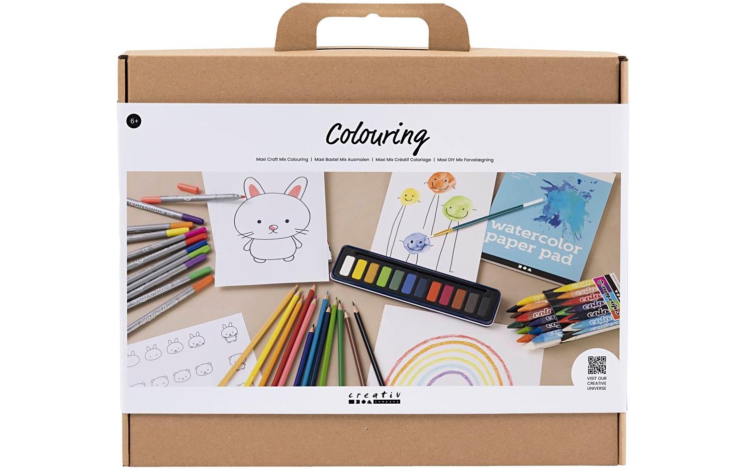 Creativ Company Zeichen-Set – 20 Marker, 12 Aquarellfarben, 12 Buntstifte – ab 6 Jahren