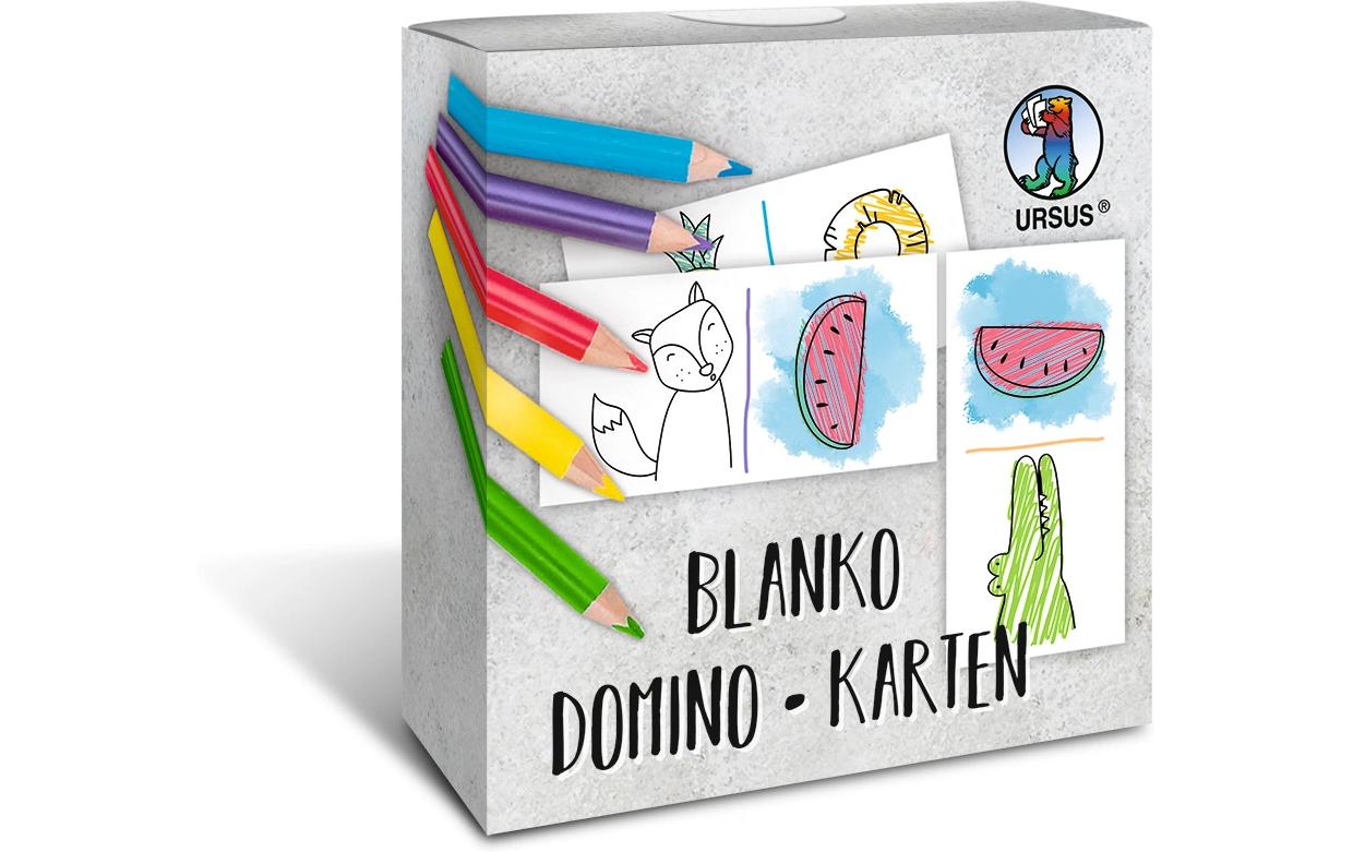 URSUS Blanko-Spielkarten, Papp-Karte, Blau, Weiss, 4,5 × 9 cm, 1 mm, 60 Stk.