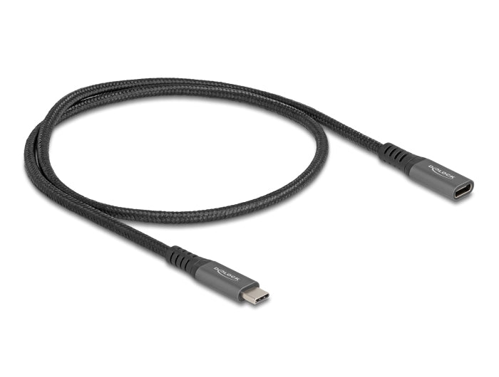 DeLOCK USB-C Verlängerungskabel (Stecker auf Buchse) – USB 3.2 Gen 2 (10 Gbit/s) – 0,5 m – PD 100 W – Textil