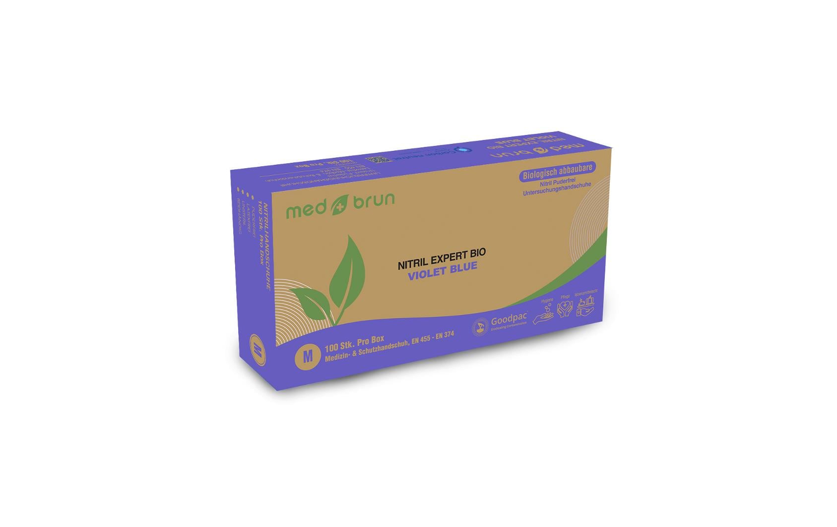 MedBrun Einweghandschuhe Nitril, Expert Bio – XL, 50 Paar (100 Stück) – Violett, MDR I, CE, puderfrei