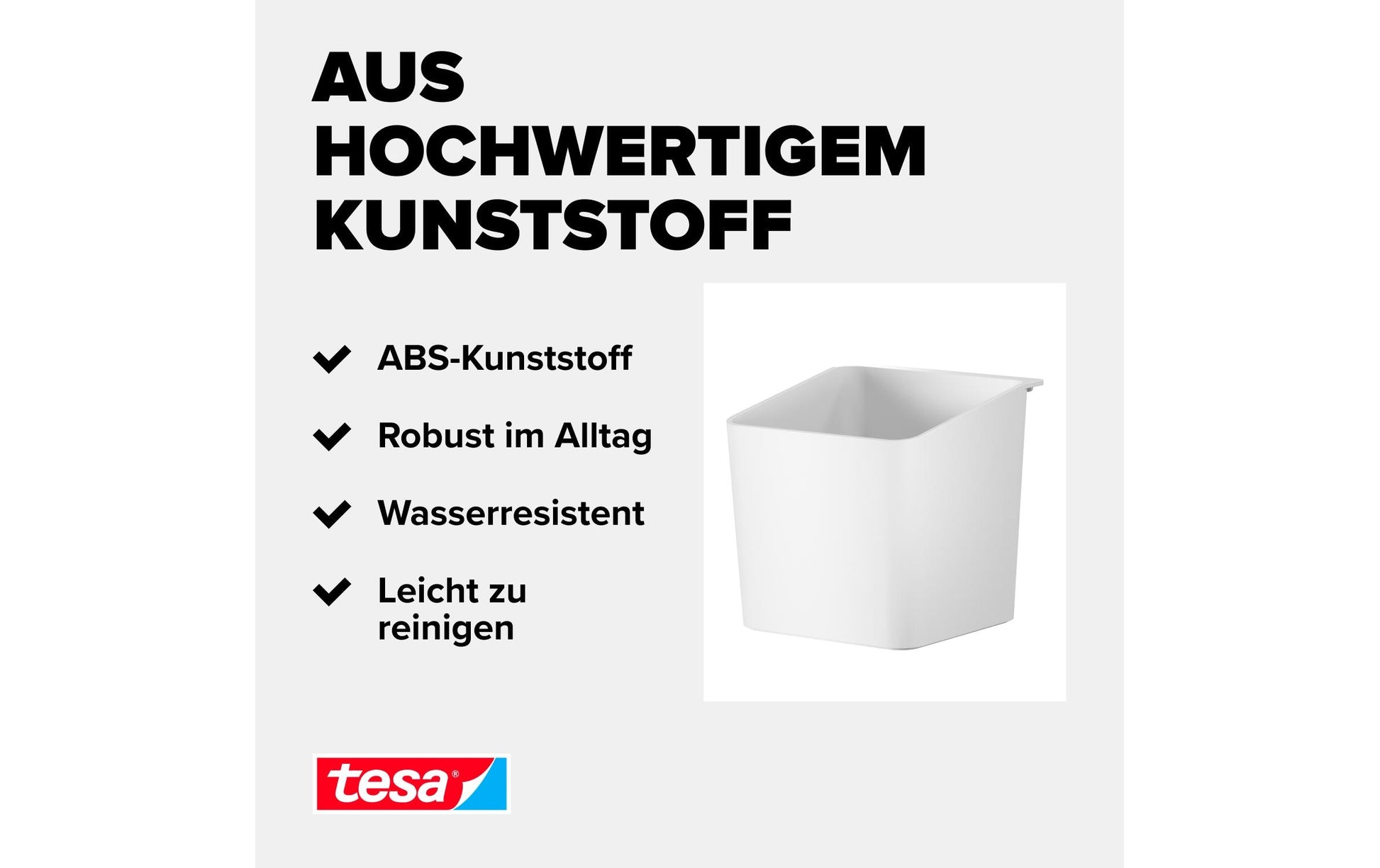 Tesa Kräutertopf – 2,5 l – eckig, mit Wandhalterung – ABS – grau – 13,5 × 13,5 × 14 cm