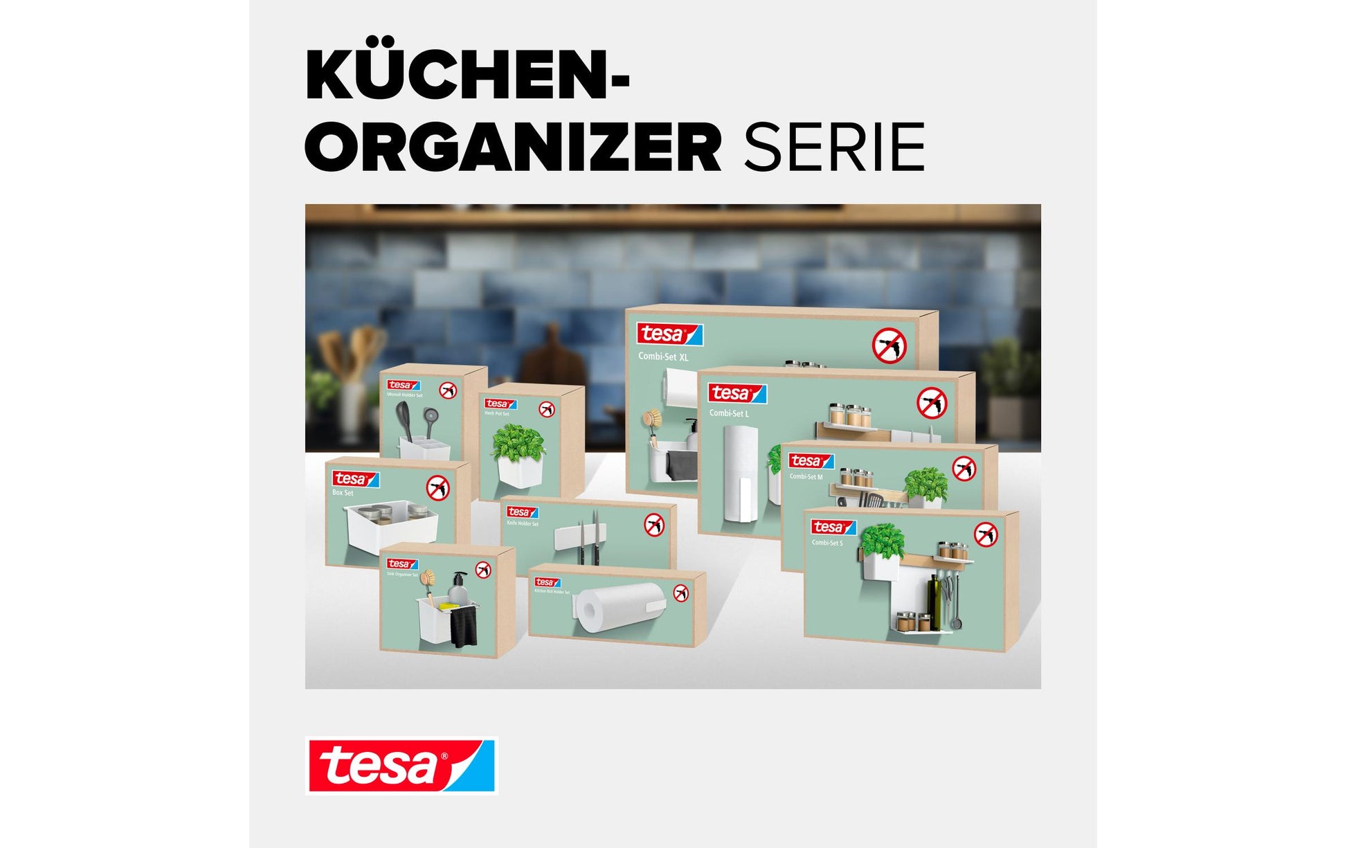 Tesa Kräutertopf – 2,5 l – eckig, mit Wandhalterung – ABS – grau – 13,5 × 13,5 × 14 cm