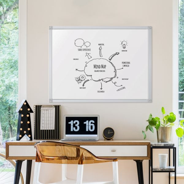 Franken Whiteboard – 90 × 60 cm, Melamin, Aluminiumrahmen, Wandmontage, inkl. Stiftablage
