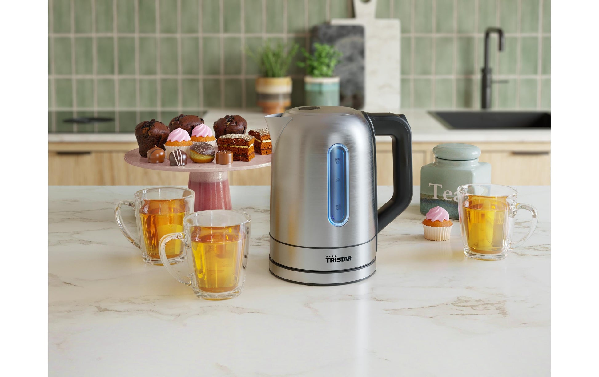 Tristar WK-1344 – Wasserkocher 1,7 l, 2200 W, Edelstahl, Silber